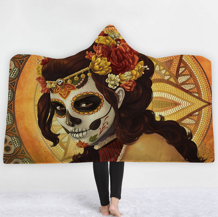 High Quality 13 Designs Skull Hooded Blanket 7 Skull Hooded Blanket Pattern 6