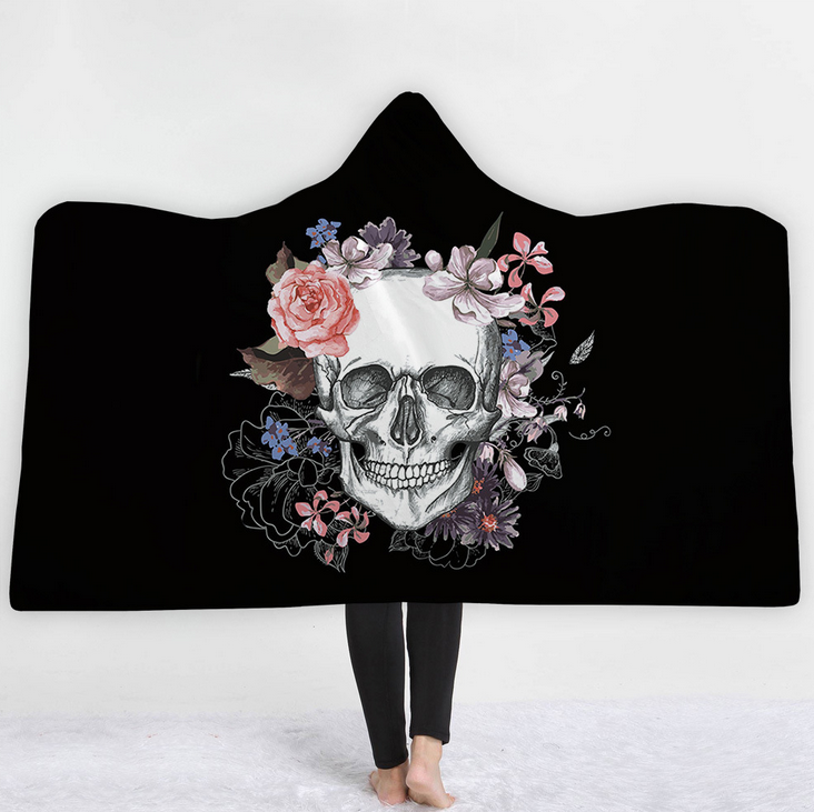 High Quality 13 Designs Skull Hooded Blanket 10 Skull Hooded Blanket Pattern 9