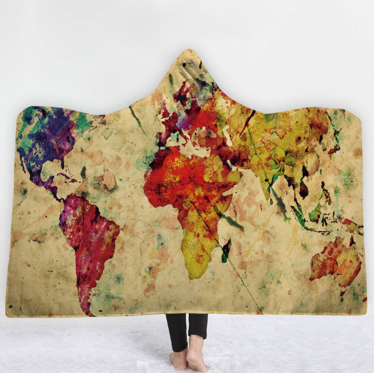 World Map Hooded Blanket 13