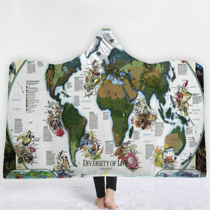 World Map Hooded Blanket 15