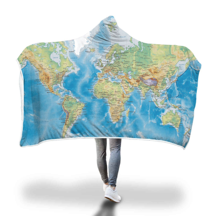World Map Hooded Blanket 4