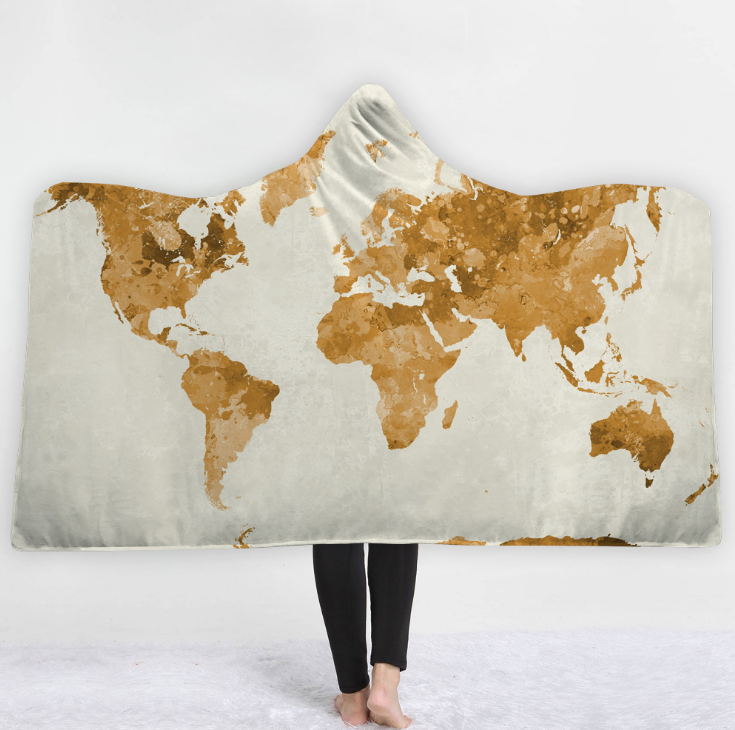 World Map Hooded Blanket 7