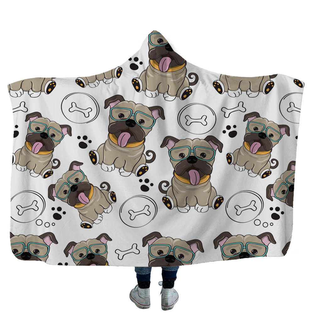 dog pug hooded blanket 3