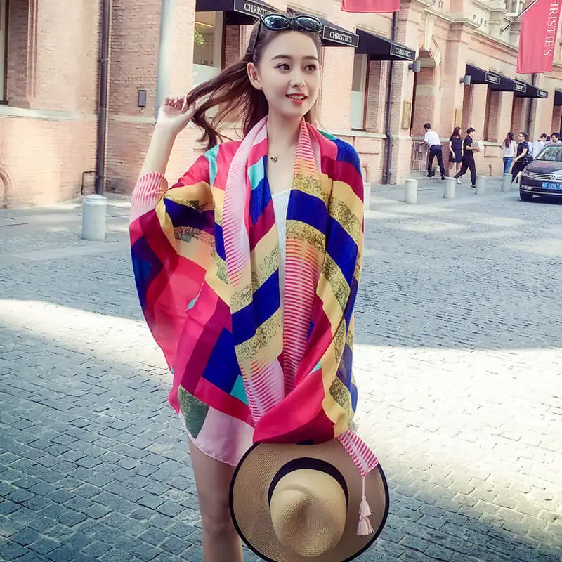 90 180 Artificial Cotton Hemp Silk Scarf 1