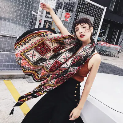 90 180 Artificial Cotton Hemp Silk Scarf 3