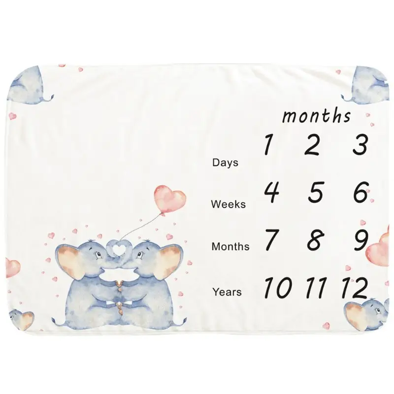 Angel Wings Elephant Baby Milestone Blanket 4