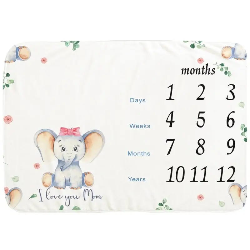 Angel Wings Elephant Baby Milestone Blanket 5