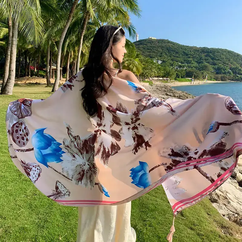 Artificial Cotton Hemp Silk Scarf 8