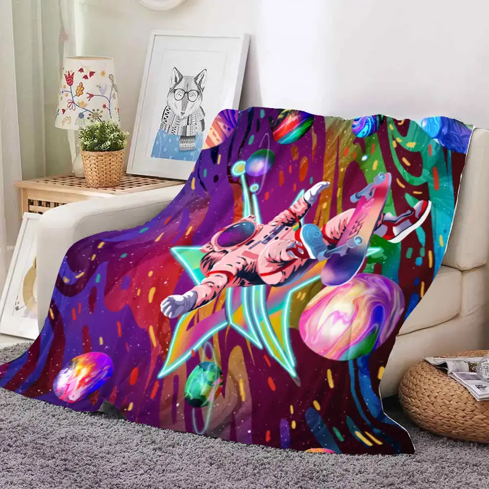 Astronaut Skater In Space Flannel Blanket