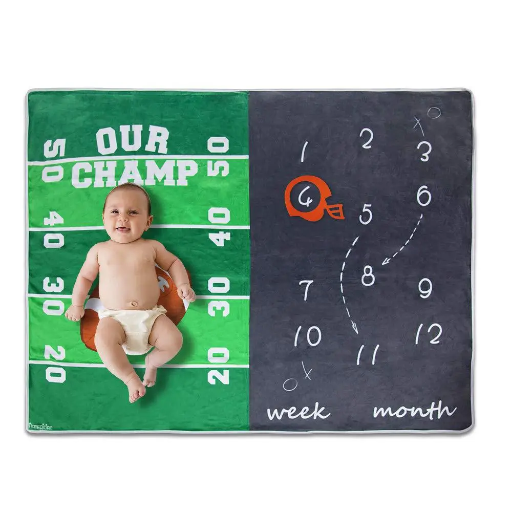 Basketball Football Rugby Baby Milestone Blanket 2 Basketball Football Rugby Baby Milestone Blanket 1
