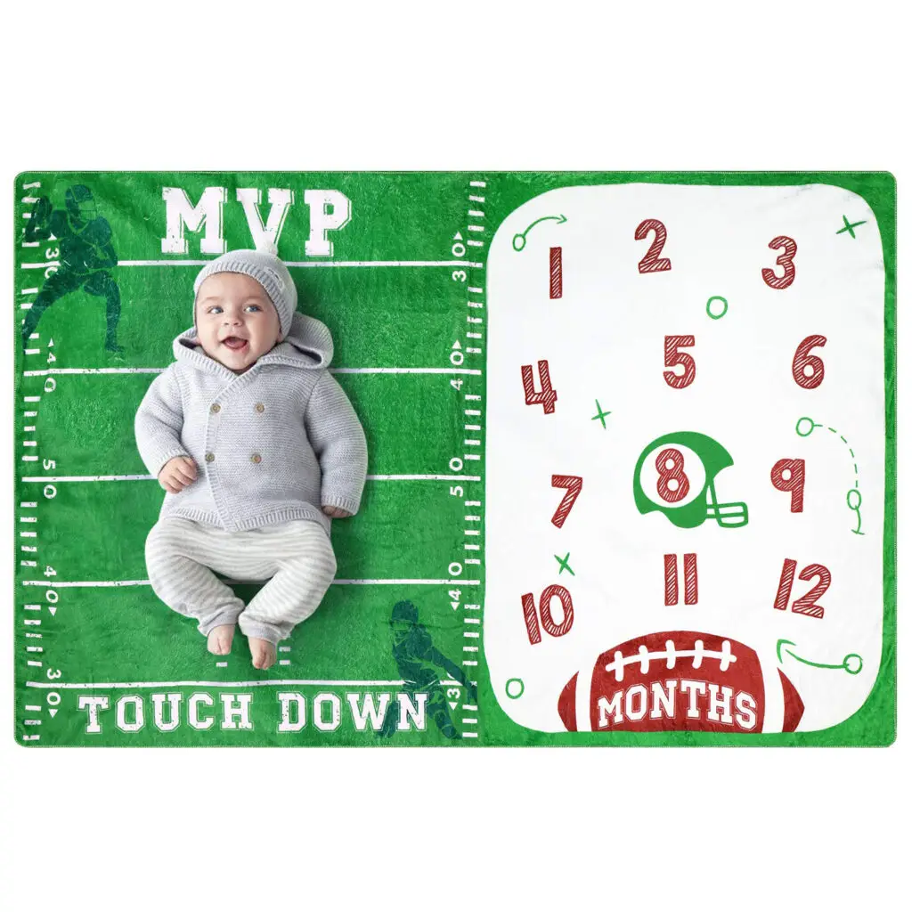 Basketball Football Rugby Baby Milestone Blanket 3 Basketball Football Rugby Baby Milestone Blanket 2