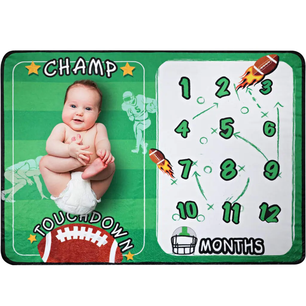 Basketball Football Rugby Baby Milestone Blanket 4 Basketball Football Rugby Baby Milestone Blanket 3