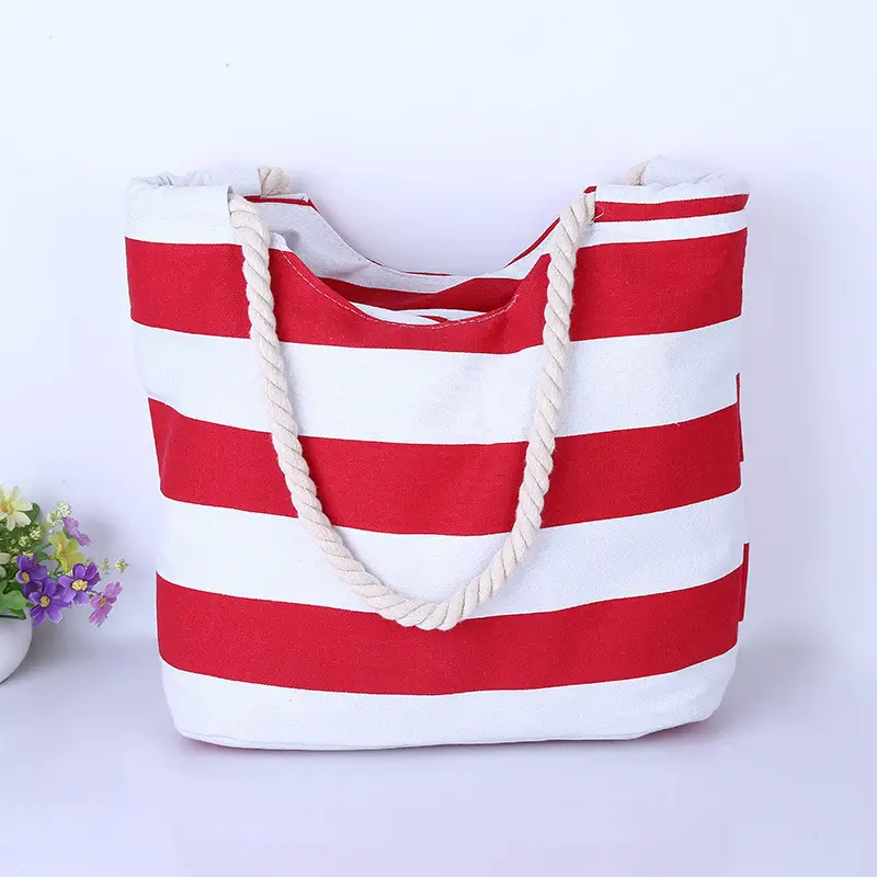 Stripe Block Beach Canvas Bag 21 Beach canvas bag 3 6