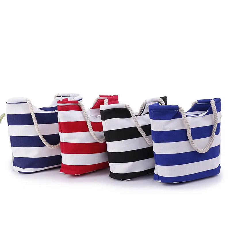 Stripe Block Beach Canvas Bag 4 Beach canvas bag 3 8
