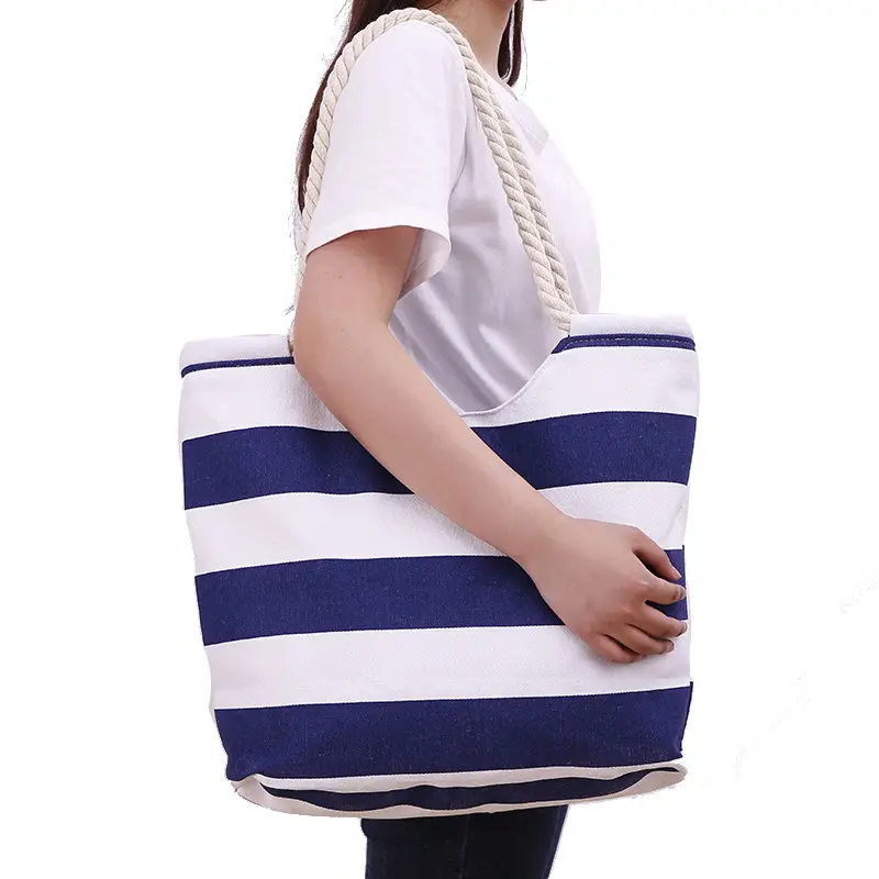 Stripe Block Beach Canvas Bag 5 Beach canvas bag 3 9