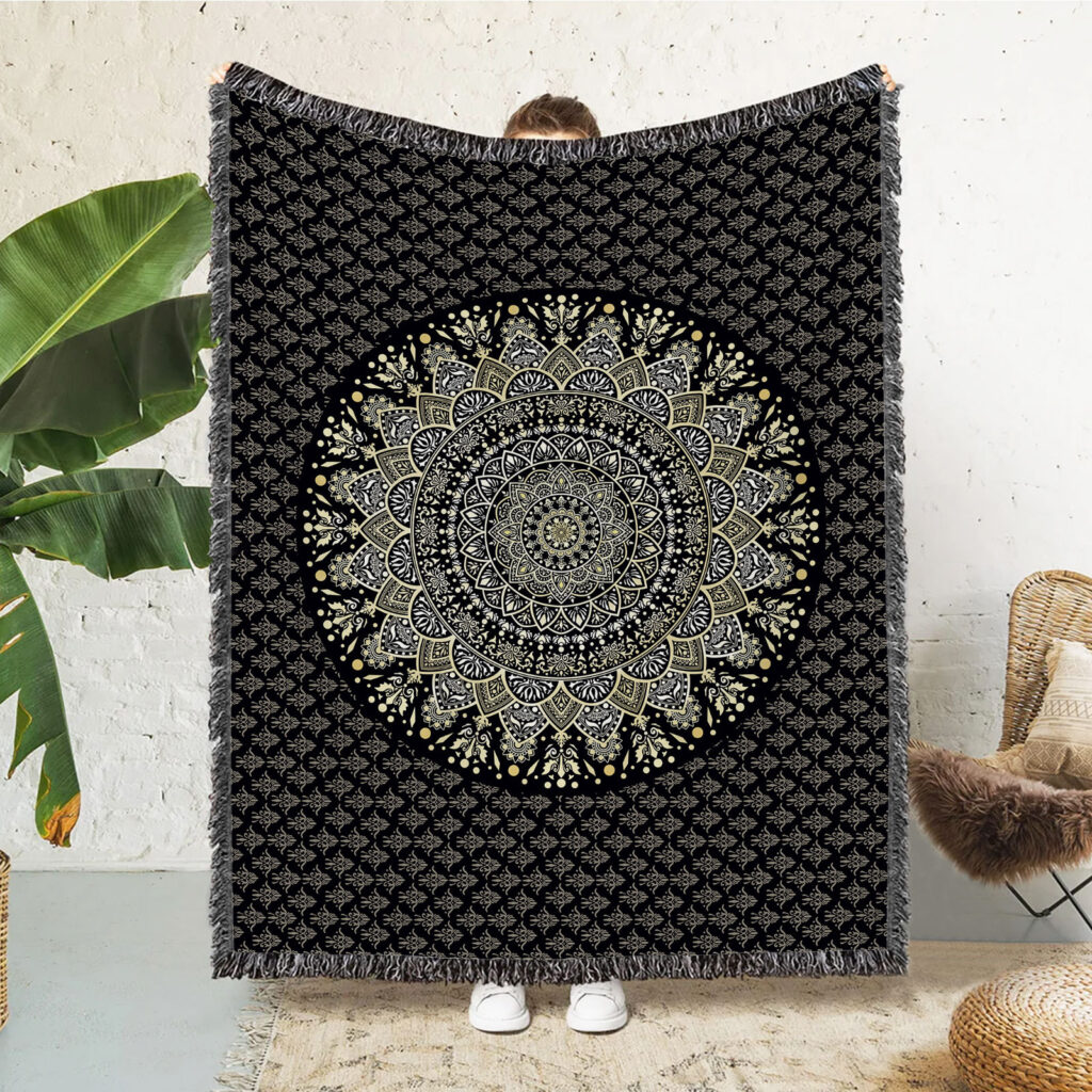 Boho Mandala Flannel Blanket 1
