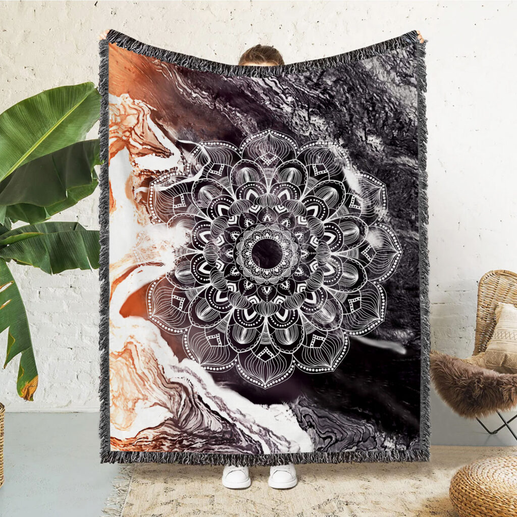 Boho Mandala Flannel Blanket 2