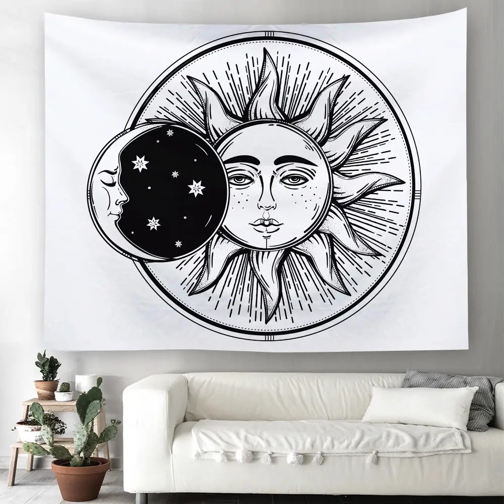 Boho Mandala Sun Moon Wall Tapestry 1
