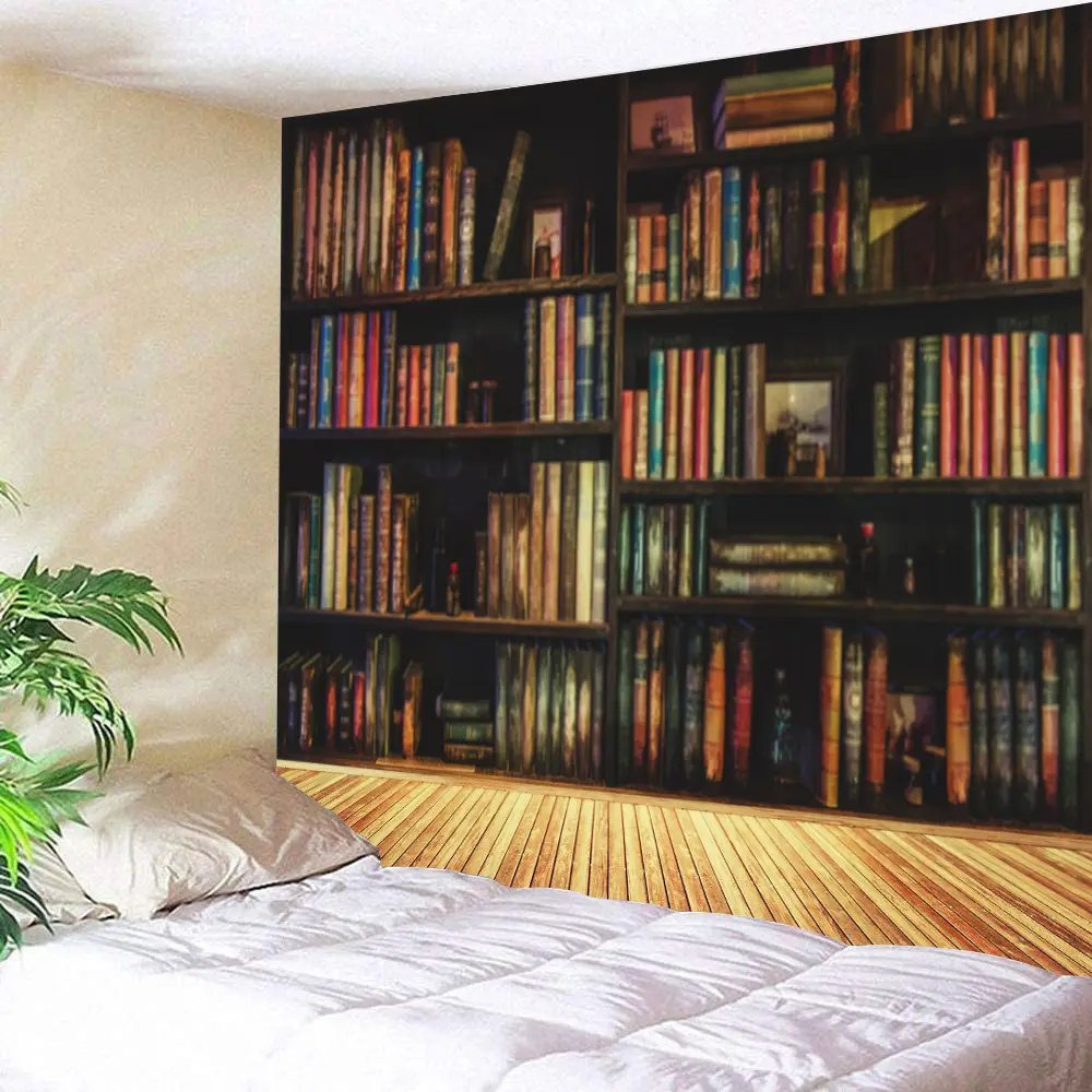 Bookshelf Pattern Printed Wall Tapestry 10