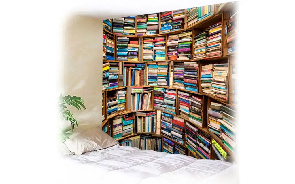 Bookshelf Pattern Printed Wall Tapestry