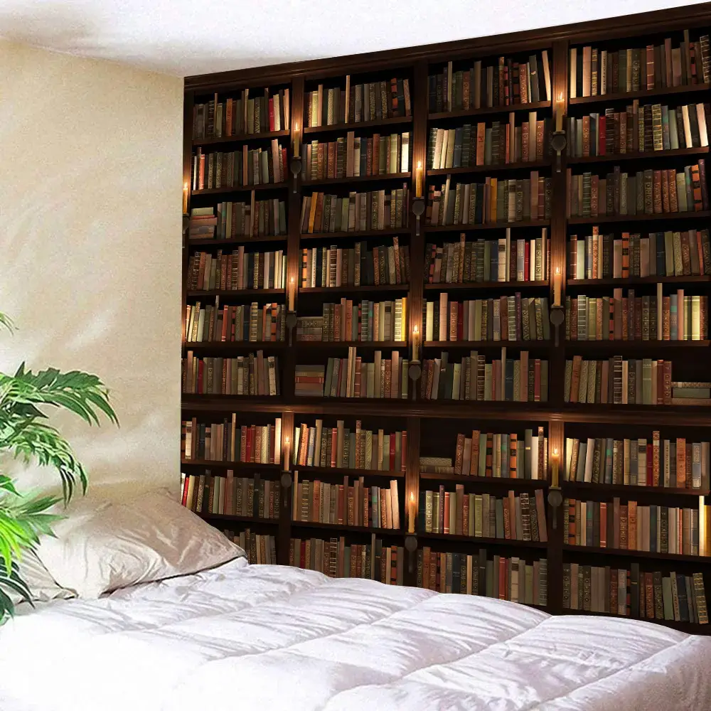Bookshelf Pattern Printed Wall Tapestry 12