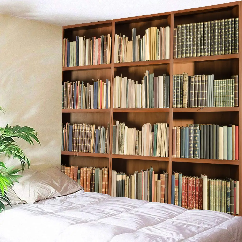 Bookshelf Pattern Printed Wall Tapestry 2