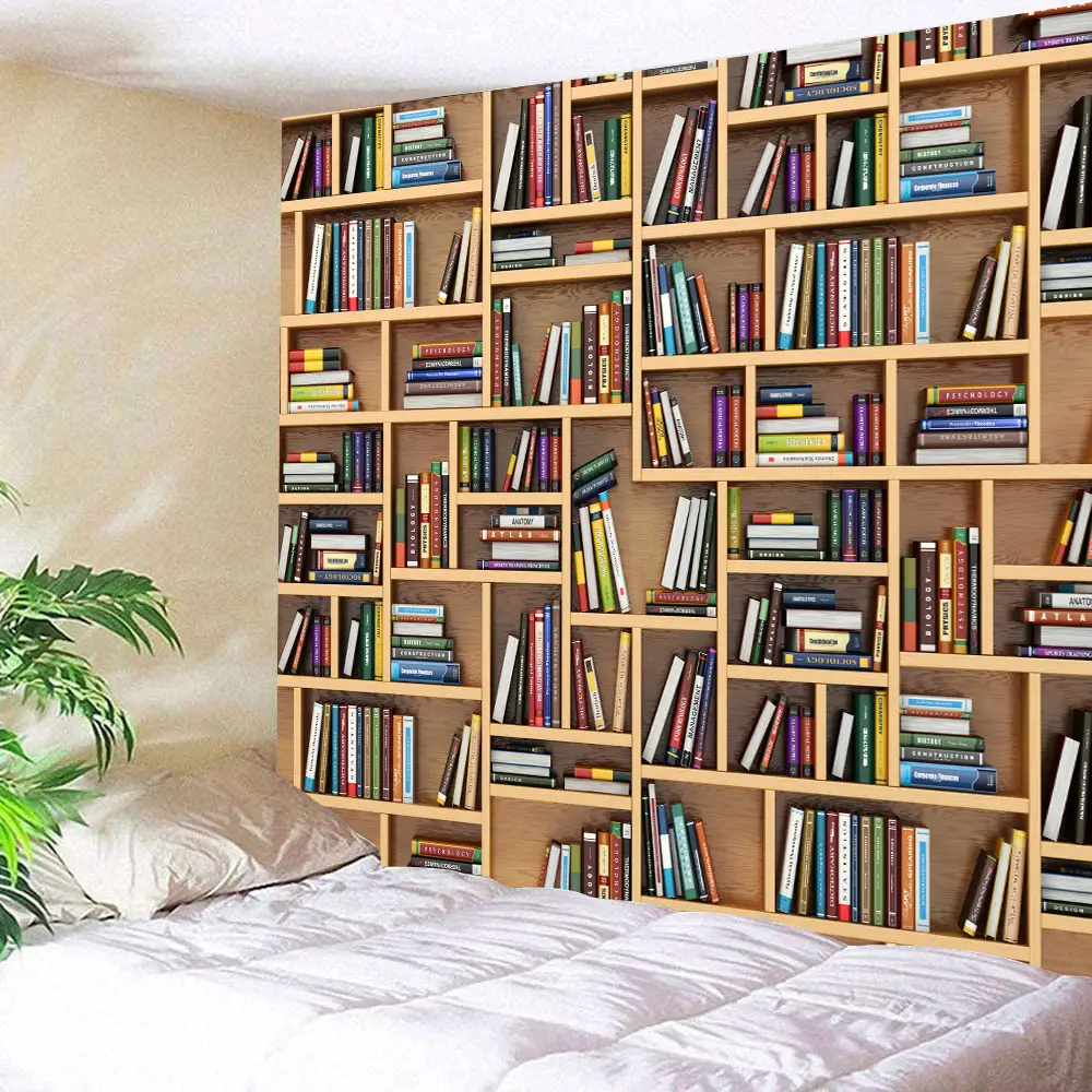Bookshelf Pattern Printed Wall Tapestry 3
