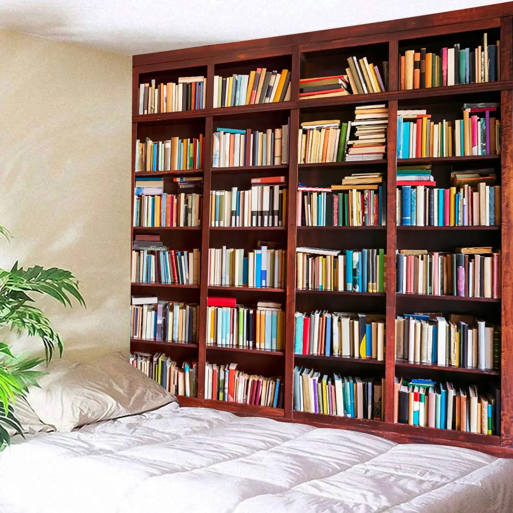 Bookshelf Pattern Printed Wall Tapestry 5