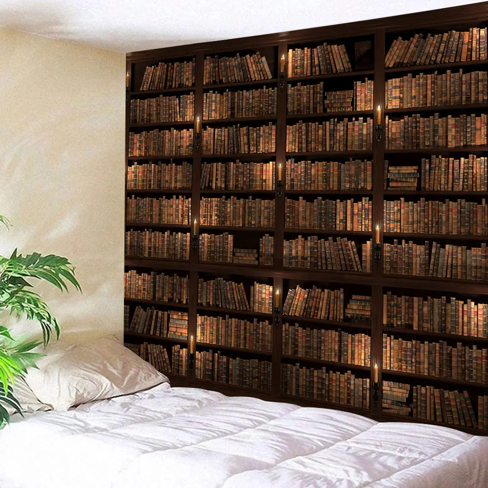 Bookshelf Pattern Printed Wall Tapestry 6