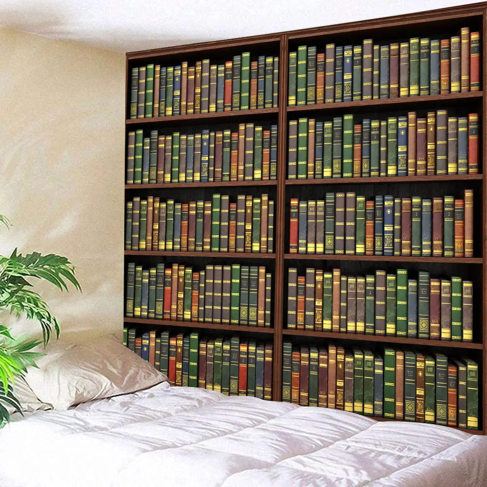 Bookshelf Pattern Printed Wall Tapestry 7
