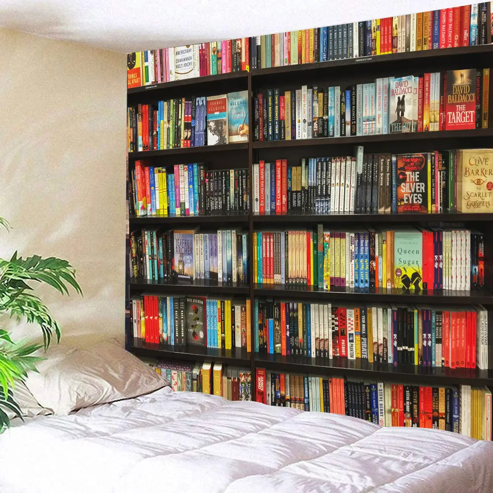 Bookshelf Pattern Printed Wall Tapestry 8