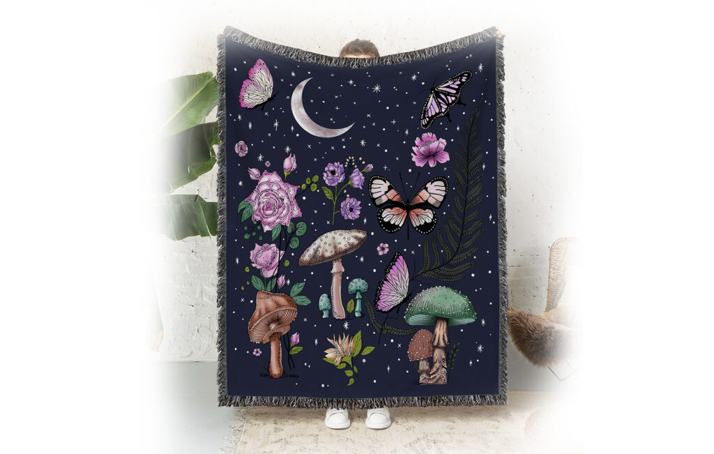 Childhood Fairy Mushroom Printed Flannel Blanket