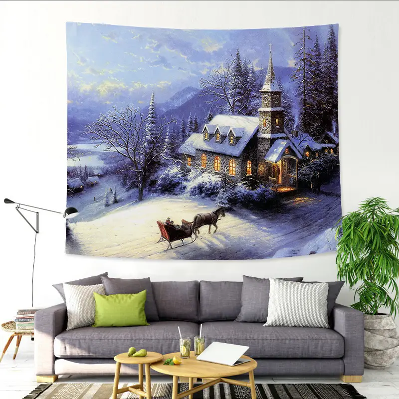 Christmas Snow Painting Wall Tapestry 1