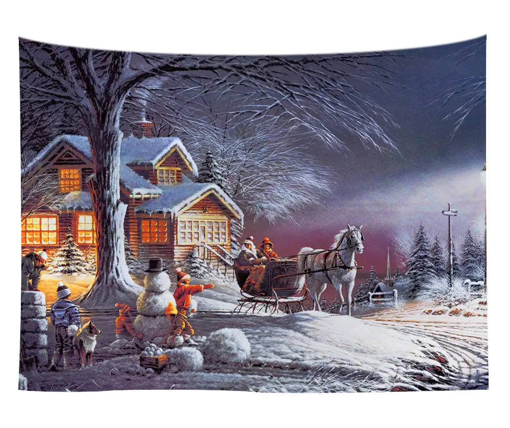 Christmas Snow Painting Wall Tapestry 10