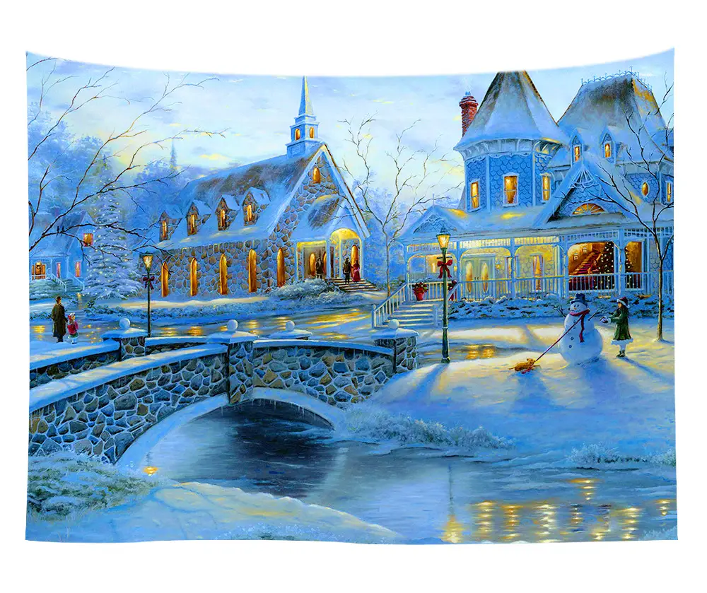 Christmas Snow Painting Wall Tapestry 11