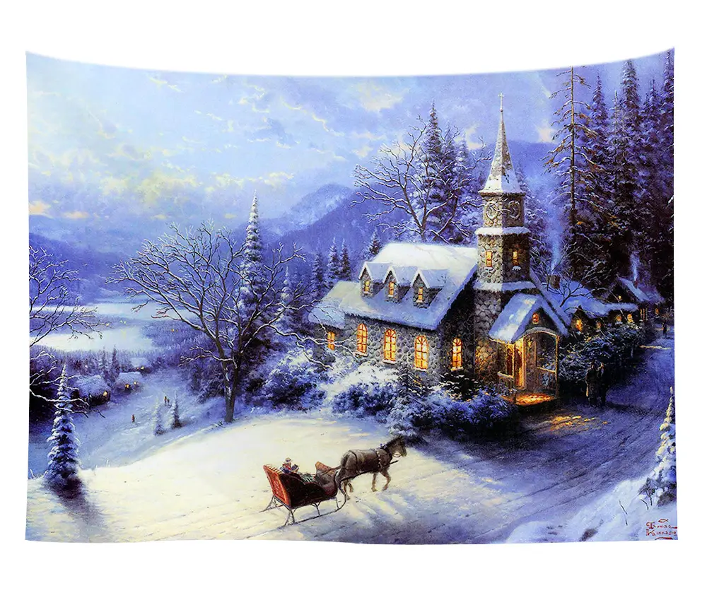 Christmas Snow Painting Wall Tapestry 15