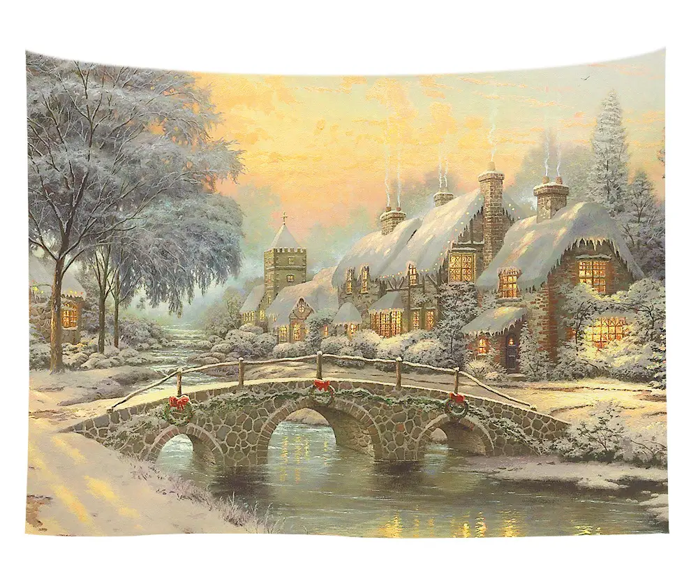 Christmas Snow Painting Wall Tapestry 16