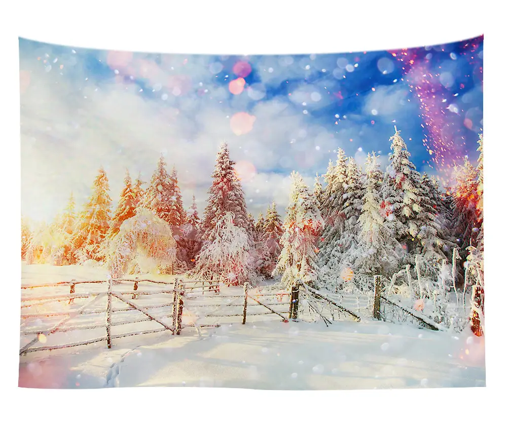 Christmas Snow Painting Wall Tapestry 17
