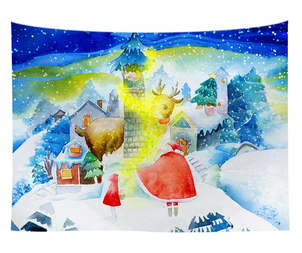 Christmas Snow Painting Wall Tapestry 23