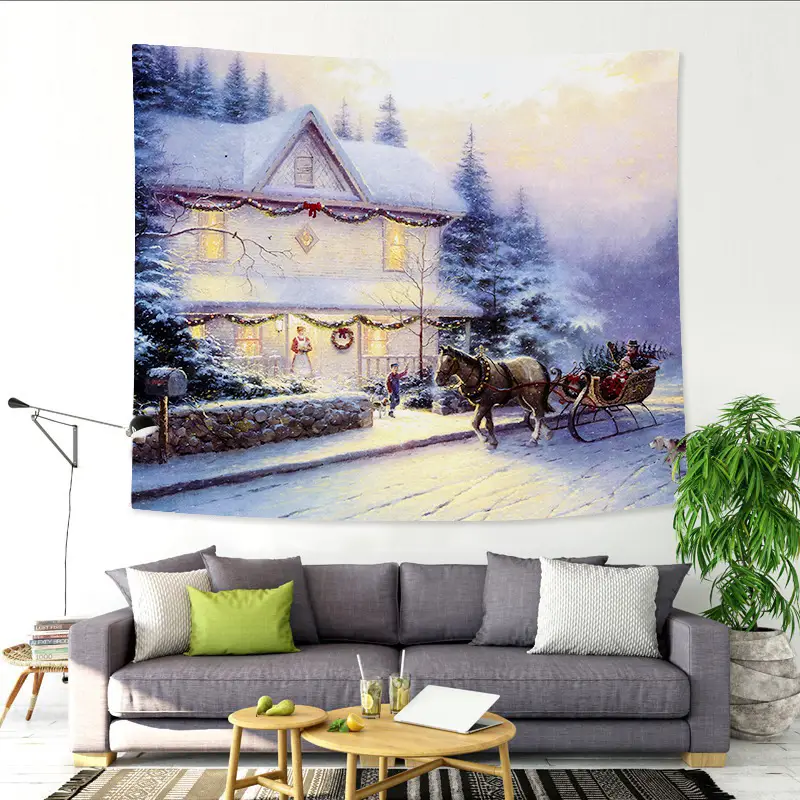 Christmas Snow Painting Wall Tapestry 4