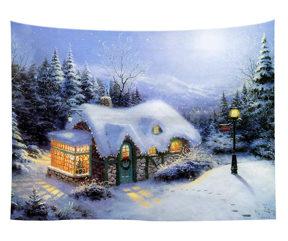 Christmas Snow Painting Wall Tapestry 6
