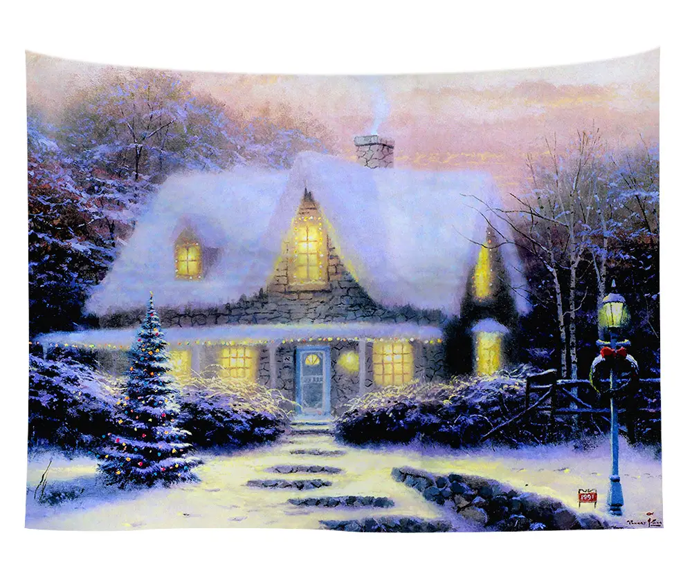 Christmas Snow Painting Wall Tapestry 7