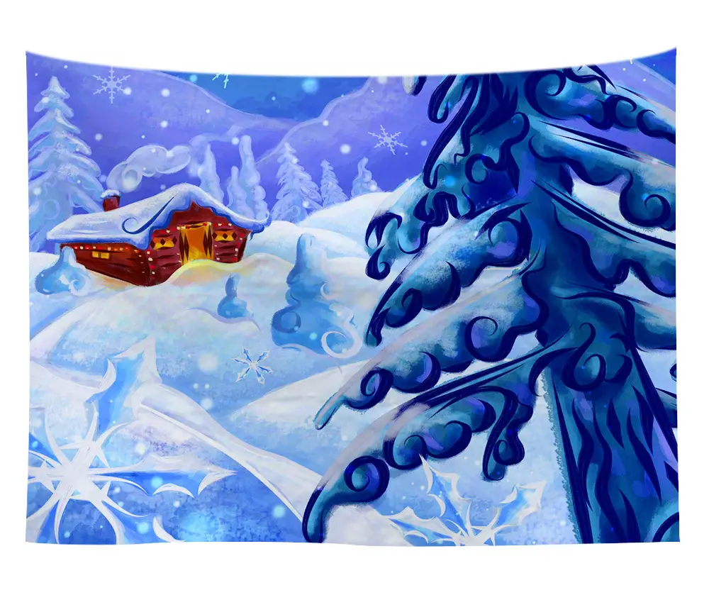 Christmas Snow Painting Wall Tapestry 9
