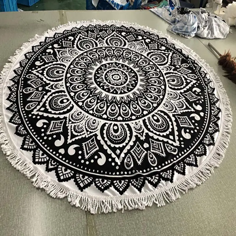 Lefovs High Quality 150cm Round Beach Towels Photos 24 Classic Pattern Round Beach Towel 53