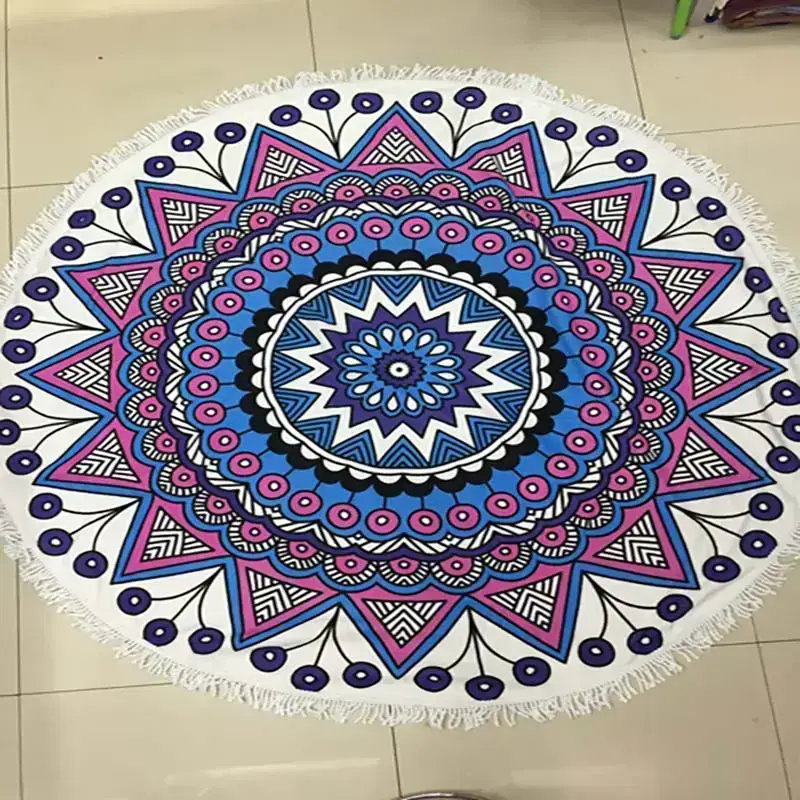 Lefovs High Quality 150cm Round Beach Towels Photos 70 Classic Pattern Round Beach Towel 8