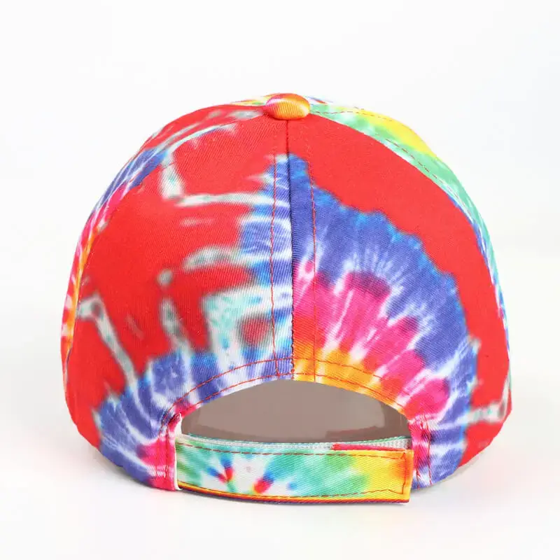 Colorful Rainbow Tie Dye Printed Washed Baseball Cap 6