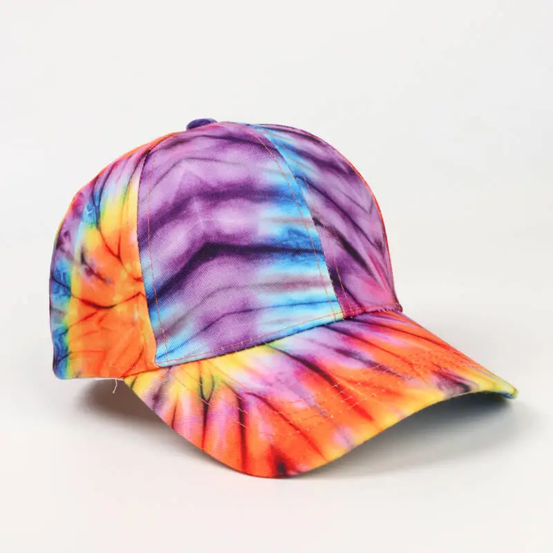 Colorful Rainbow Tie Dye Printed Washed Baseball Cap 7