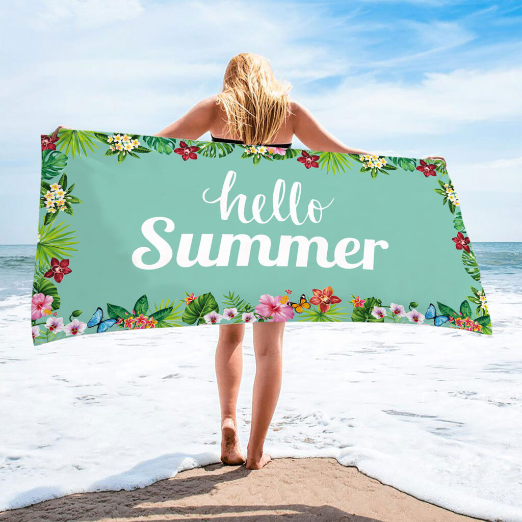 Custom Name Beach Towel - Summer Leaves 5 Custom Summer Name Beach Towel 4