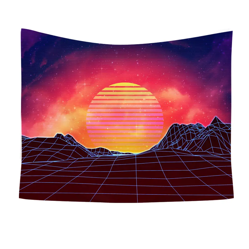 Cyberpunk Sunset Wall Tapestry 1