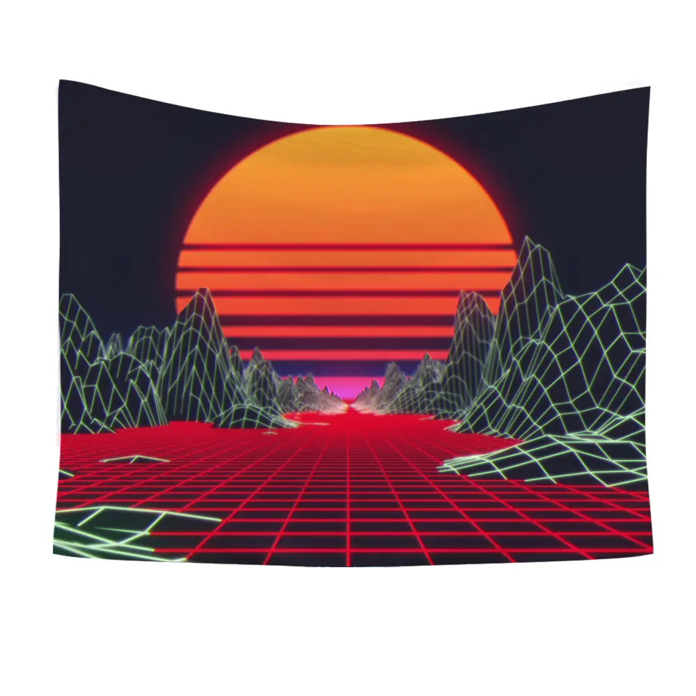 Cyberpunk Sunset Wall Tapestry 11